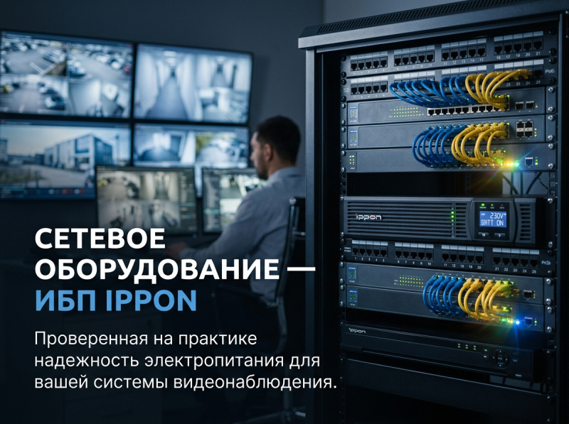 Сетевое оборудование-ИБП IPPON: проверенная на практике надёжность питания вашей системы видеонаблюдения.